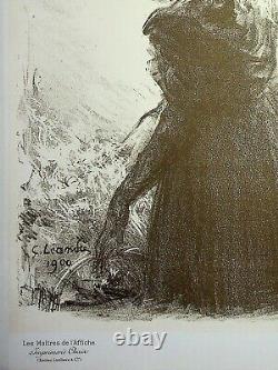LEANDRE Young Woman Victorian Era Original Lithograph, Signed, 1900.