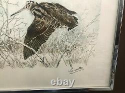 Lamotte Gabriel Bécasse Theme Hunting Lithography Engraving Signed