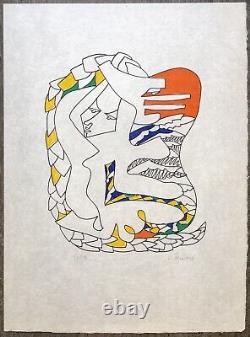 Lapicque Charles Original Lithography Quetzalcoalt Portrait Paper Japan 1957