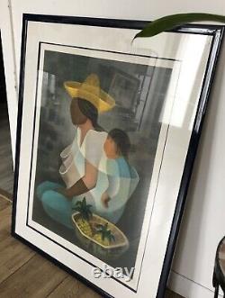 Lithograph Louis Toffoli. Maternity With Pineapple. 76x56 Cm. Numbered And Signed