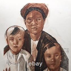 Lithograph of Marie-Antoinette Boullard-Deve Portrait of Women in Indochina 3/60 1923