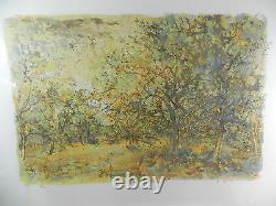 Lithography Commere Yves Jean 59x78 Landscape Framed Trees Numbered And Signed