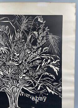Lithography Laure Malcles 1970 Le Bouquet De Fleurs Sechees 12 Sur 20 H3993
