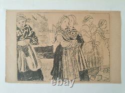Lithography Orig Charles Cottet Breton On The Dock Britain Revue Blanche 94