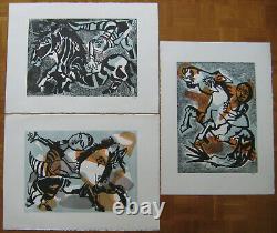 Lorjou Bernard 3 Lithographies Signées Au Crayon Num/80 3 Handsigned Lithographs