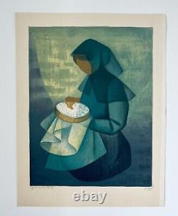 Louis Toffoli Original Lithograph 'The Embroiderer' Artist Proof Signed.