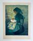 Louis Toffoli Original Lithograph "the Embroiderer" Artist Proof Signed.
