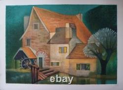 Louis Toffoli The Old MILL Of Gercy Lithography Original # Signed Pencil