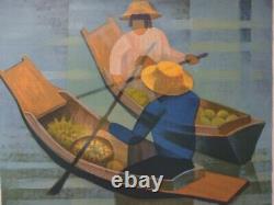 Louis Tofoli The Floating Market Lithography Original # Signed Pencil