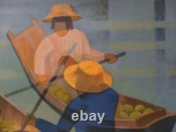 Louis Tofoli The Floating Market Lithography Original # Signed Pencil