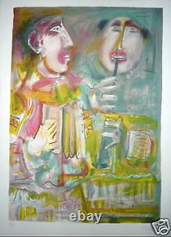 Mentor Blasko Original Signed Lithograph Musicians Jazz Music Accordion