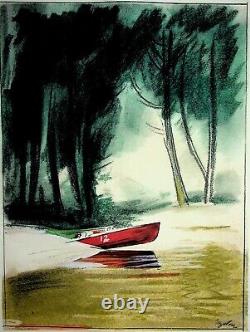 Milivoj UZELAC Speedboat Original Signed Lithograph #SPORT, 1932