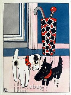 Original Lithograph Pol Rab (1898-1933) Dogs Ric And Rac Humour 1930