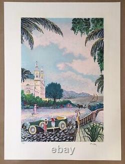 Original Lithograph Ramon Dilley Landscape Casino Monte Carlo Car 47/600