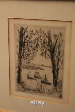 Original Lithograph Signed By Jean Frelaut 1879-1954 On The Coast Of Brittany