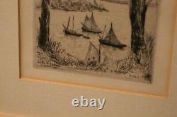 Original Lithograph Signed By Jean Frelaut 1879-1954 On The Coast Of Brittany