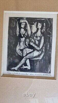 Original Lithograph Signed Numbered Goldkorn Character Nu Lithography