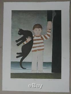 Original Lithograph Will Barnet The Walk Child Boy Chat Signed 45ex