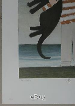 Original Lithograph Will Barnet The Walk Child Boy Chat Signed 45ex