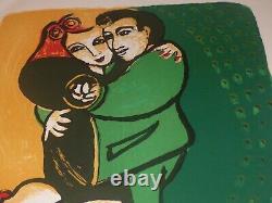 Original Lithography Signed Couple Dance Artist To Identify Ca 1970 91x60 CM