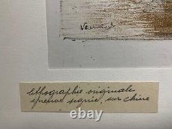 Original Lithography Test Signee Maurice Vlaminck Bord De Riviere A4571