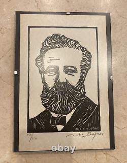 Original Signed Lithograph by Jules Verne by Julie Dupras 1976