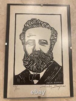 Original Signed Lithograph by Jules Verne by Julie Dupras 1976