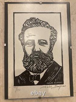 Original Signed Lithograph by Jules Verne by Julie Dupras 1976