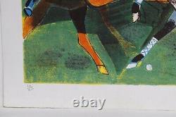 Original lithograph by Claude Grosperrin. The Polo Players. Equestrianism.
