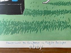 Original lithograph by SEM Opening of the hunt in the Bois de Boulogne Signed