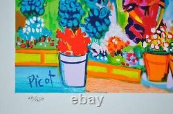 PICOT Jean-Claude The Provençal Market, Original Signed Lithograph, 250 copies