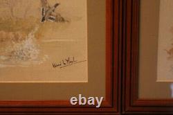 Pair Of Original Lithographs By Hervé Le Mesle Hunting Scenes