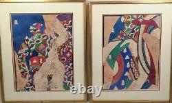 Pair of Lithographs Signed by Oleg Liagatchev, Watercolors from Leningrad 1989