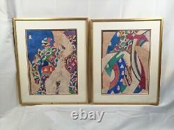 Pair of Lithographs Signed by Oleg Liagatchev, Watercolors from Leningrad 1989