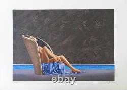 Patrick LE HEC'H The pool, Original signed LITHOGRAPHY, 350 copies
