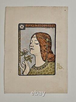 Paul Berthon, Pencil Lithograph, Art Nouveau, Symbolism, Woman