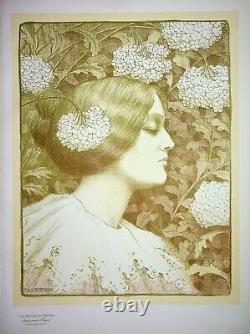 Paul Berthon Women's Profile Original Lithography, Signed, 1900