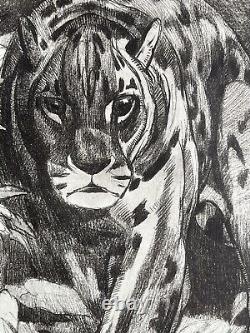 Paul JOUVE Animal Engraving Lithograph ART DECO Panther Tiger