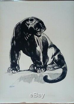 Paul Jouve, Seated Panther, 1947 Numbered Lithograph