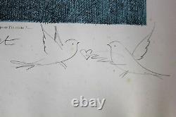 Peynet Lovers Rare Original St Valentine's Day Signed With Dessin