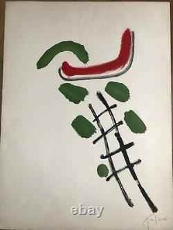 Pierre Tal Coat Original Lithography Signed At The Crayon Abstract Ecole Paris