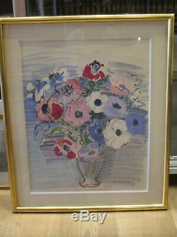 Raoul Dufy. Anemone Bouquet, Original Lithograph Signed In The Plate