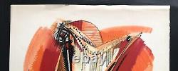 Roger LERSY The signed and dedicated lithograph harp