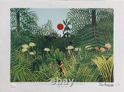 Rousseau Henri Landscape Of Virgin Forest Lithography Original Signed, 1976