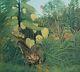 Rousseau Henri Tiger Attacking A Buffle Lithography Original Signed, 1976