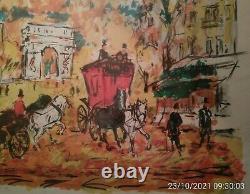 Signed Lithograph by D'Auty Champs Elysées with 2 carriages