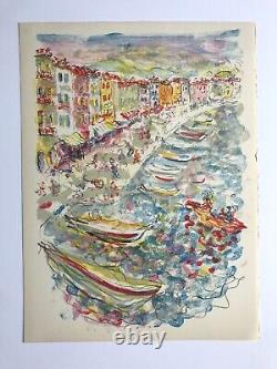 TERECHKOVITCH, Muscat Vine Trellis Port of St-Tropez, 1961. Original Lithograph