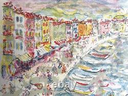 TERECHKOVITCH, Muscat Vine Trellis Port of St-Tropez, 1961. Original Lithograph