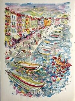 TERECHKOVITCH, Muscat Vine Trellis Port of St-Tropez, 1961. Original Lithograph