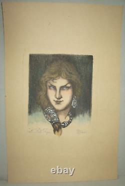 THE BEAUTIFUL FREYA, wife of the God ODIN lithograph by Jean THEZELOUP 20th